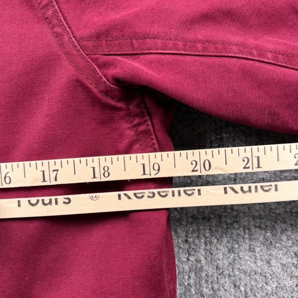 Duluth Trading Co Can-Do Canvas Coat‎ Womens Small Maroon Red Flannel Lined Hood